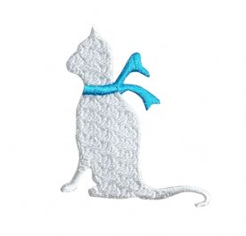 White Cat - Blue Scarf