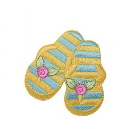 Yellow and Blue Striped Flip Flops